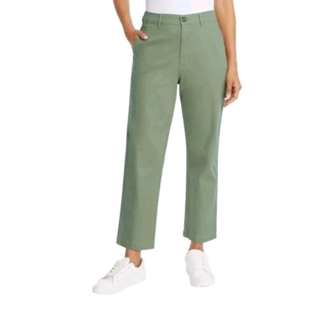 G.H. BASS & CO. Women's Green Chino Ankle Pants Size 8 NWT